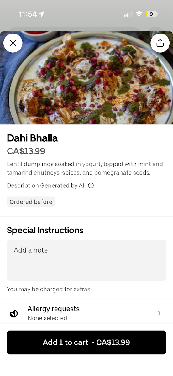 Menu, Punjaabi Chaap House