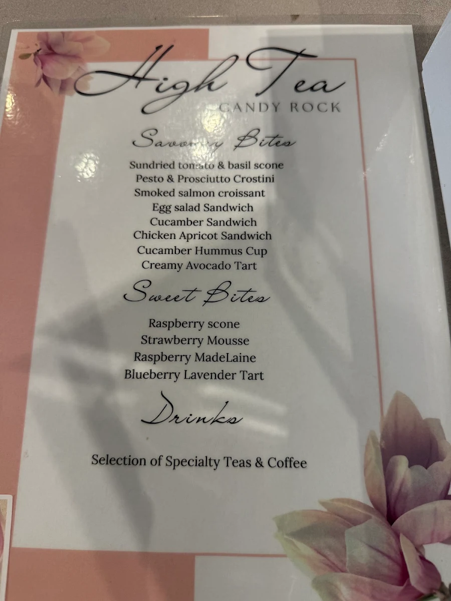 Menu, Candy Rock Café & Bakery