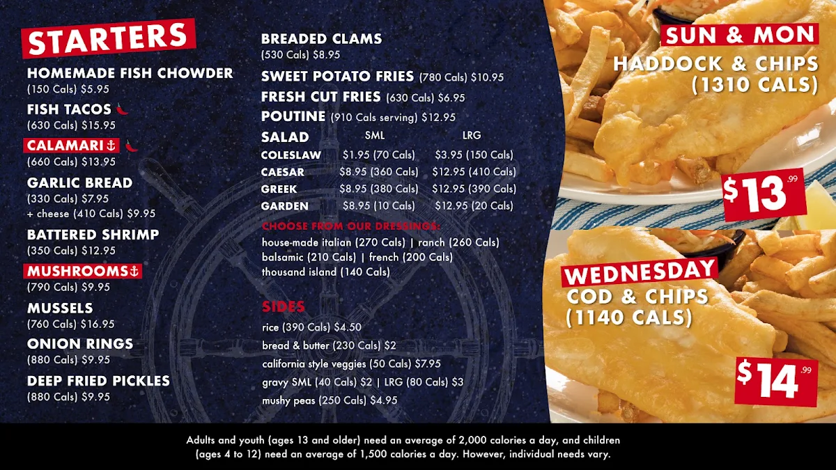 Menu, Halibut House Fish and Chips