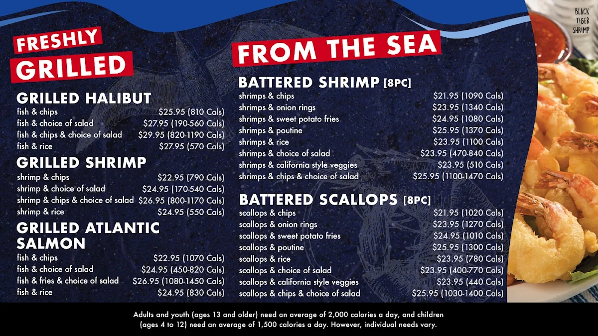 Menu, Halibut House Fish and Chips
