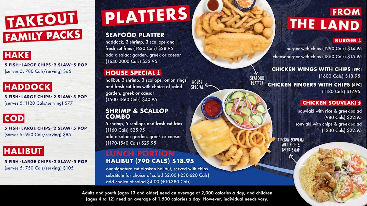 Menu, Halibut House Fish and Chips