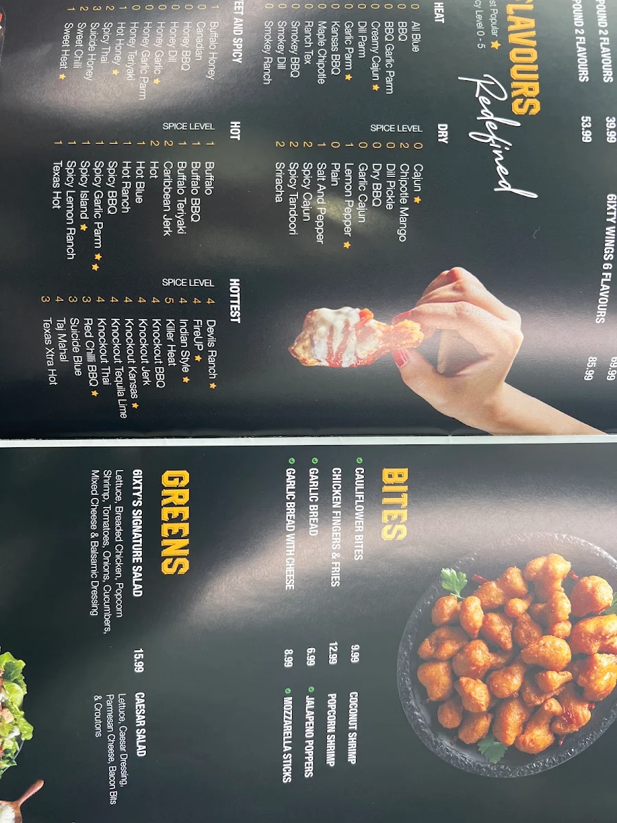 Menu, 6IXTY WINGS