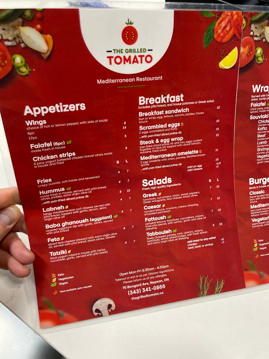 Menu, The Grilled Tomato