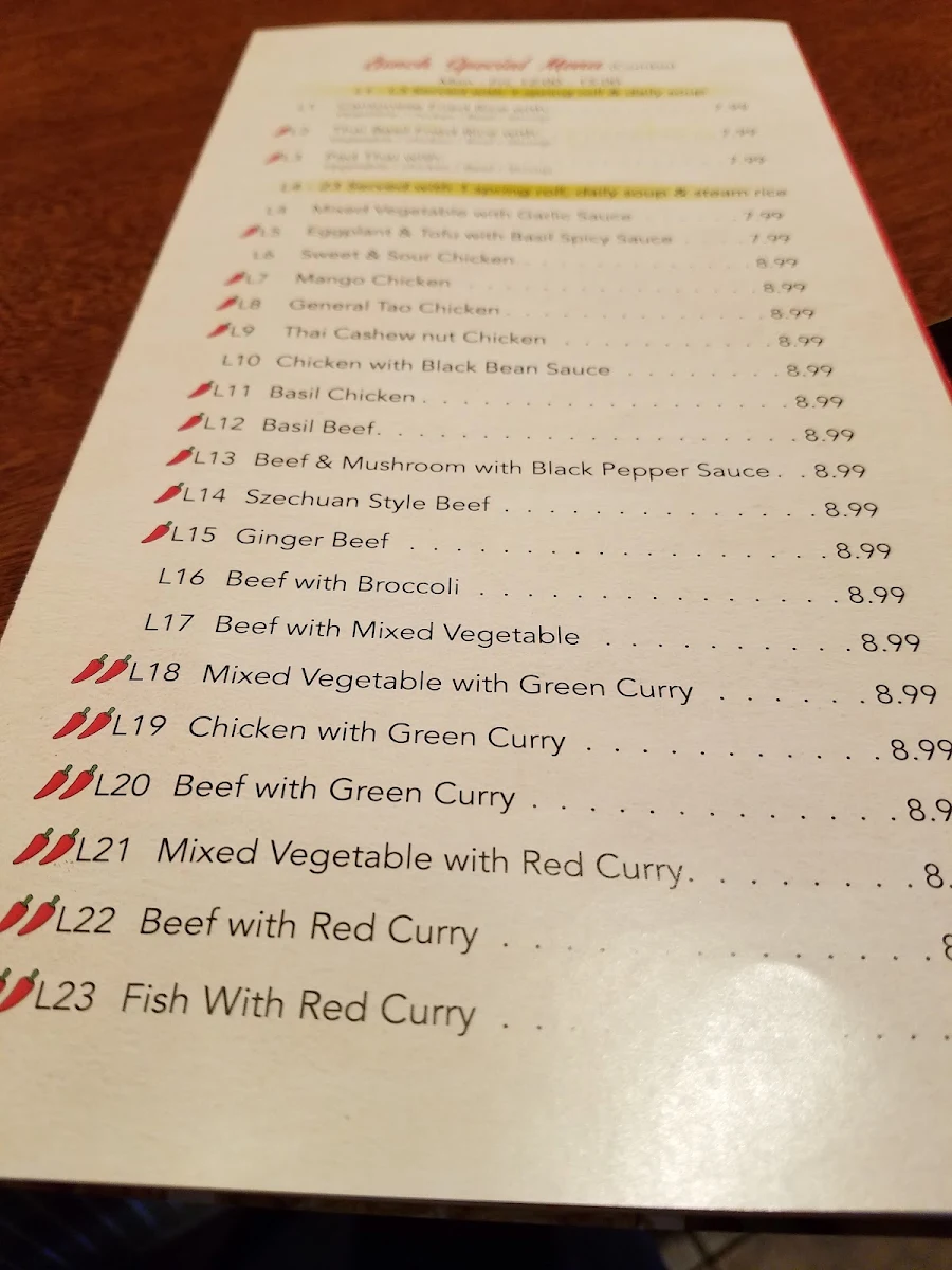 Menu, Qinthai Cuisine