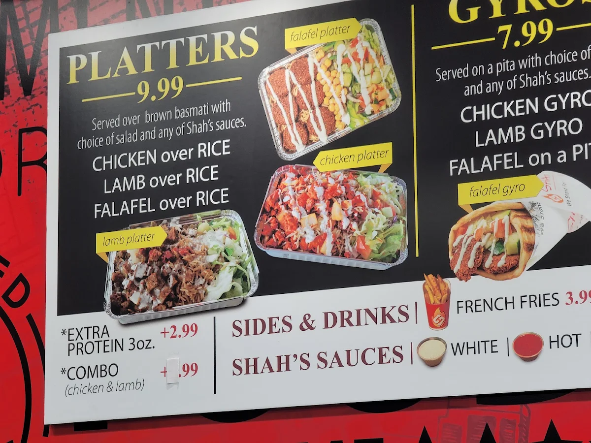Menu, Shah's Halal Food