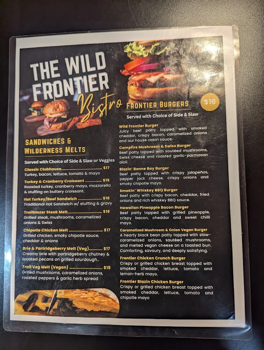 Menu, Frontier restaurant