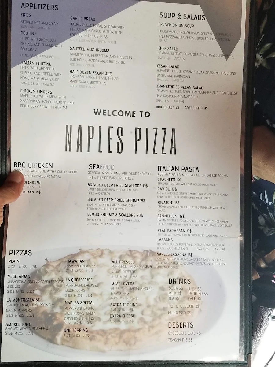 Menu, Naples Pizza