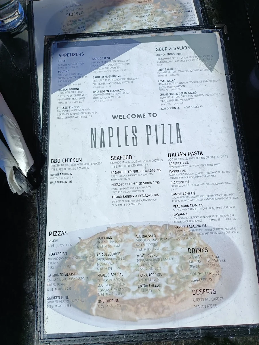 Menu, Naples Pizza