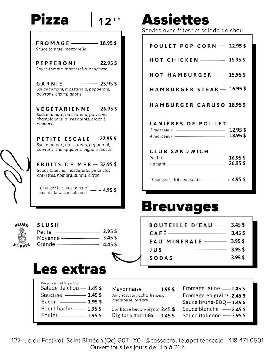 Menu, Casse-croûte La Petite Escale
