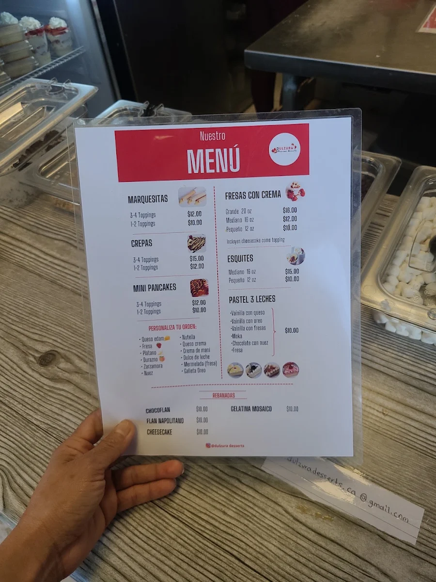 Menu, DULZURA mexican desserts