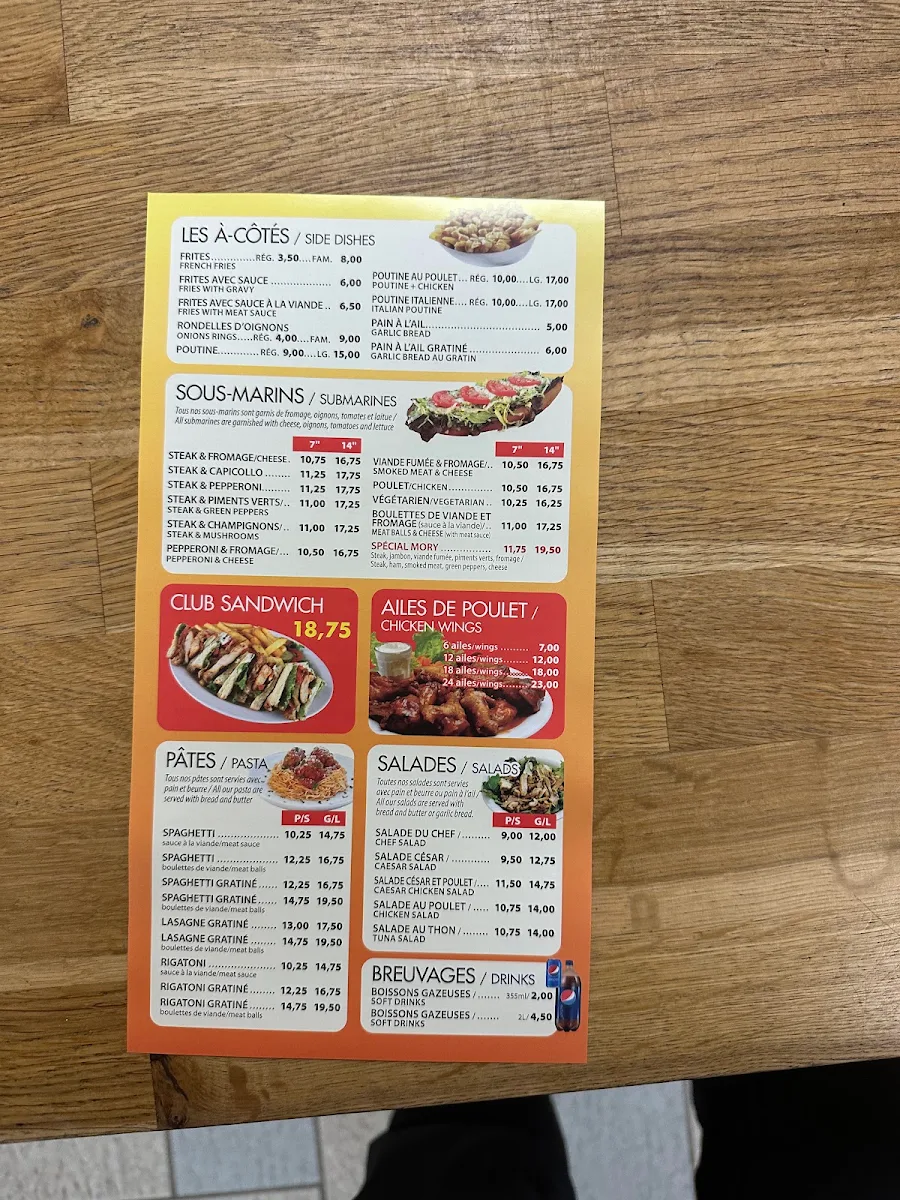 Menu, Chez Mory