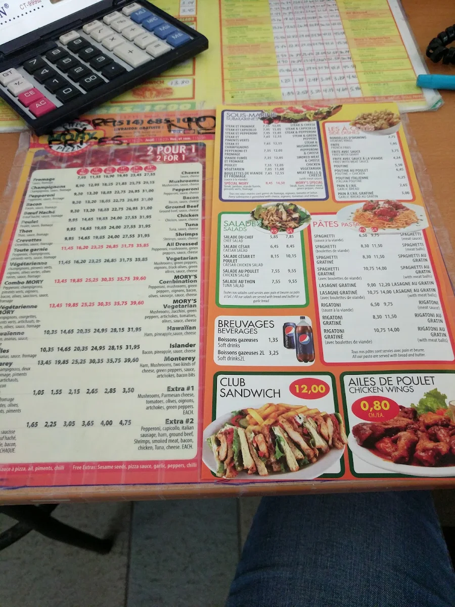 Menu, Chez Mory