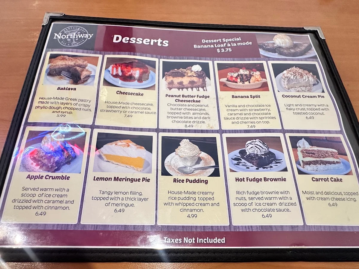 Menu, Northway Restaurant