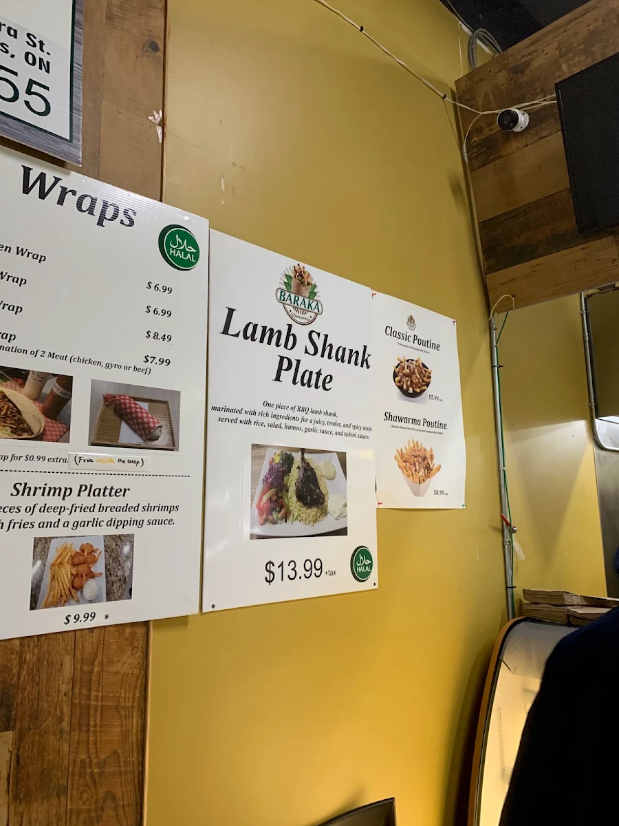 Menu, Shawarma Baraka