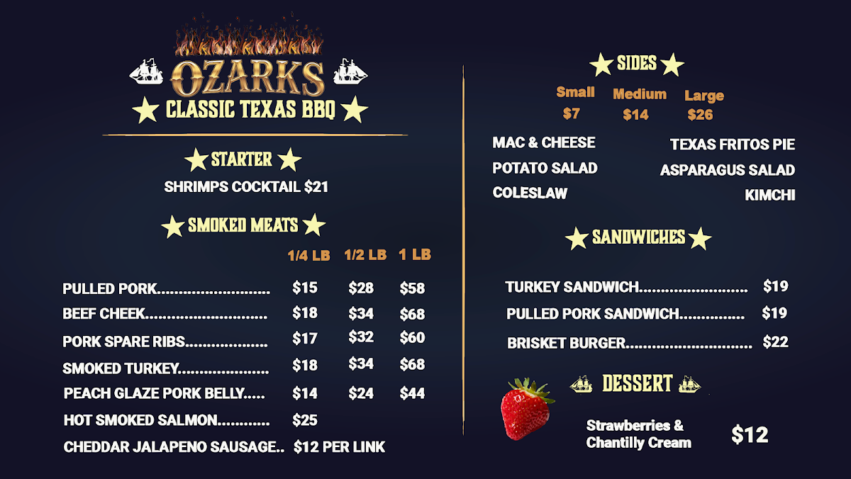 Menu, Ozarks Boathouse, Grill & Marina