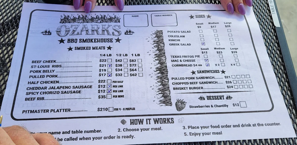 Menu, Ozarks Boathouse, Grill & Marina