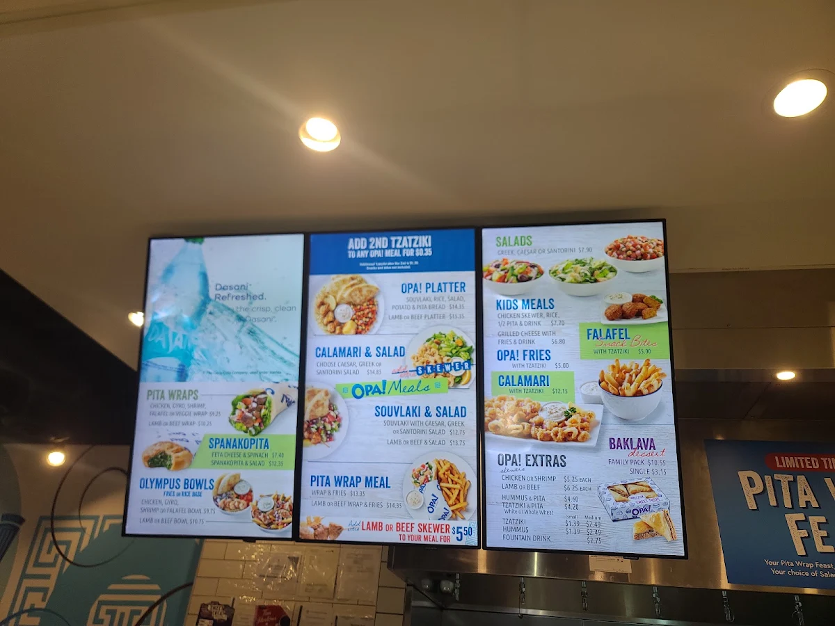 Menu, OPA! of Greece Grant Park Centre