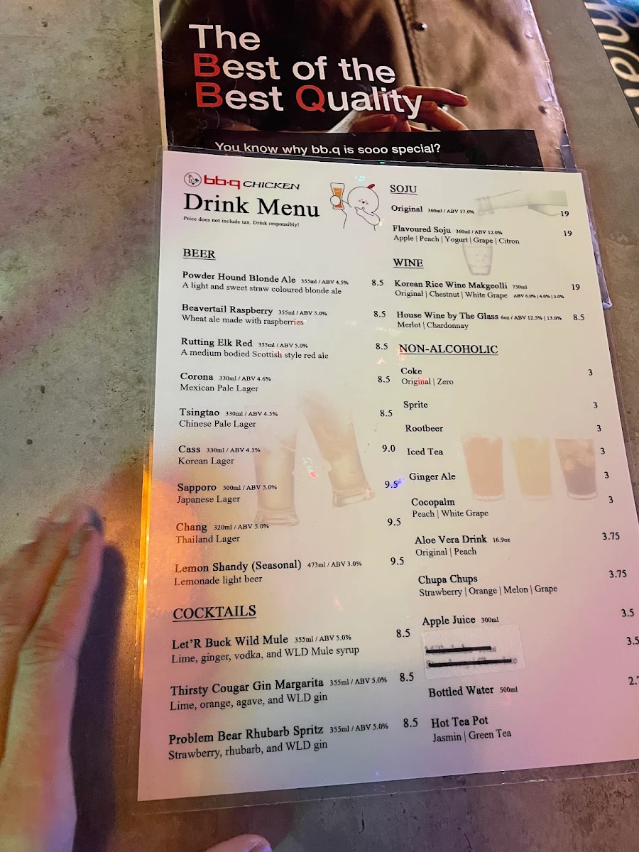 Menu, bbq Chicken Canmore