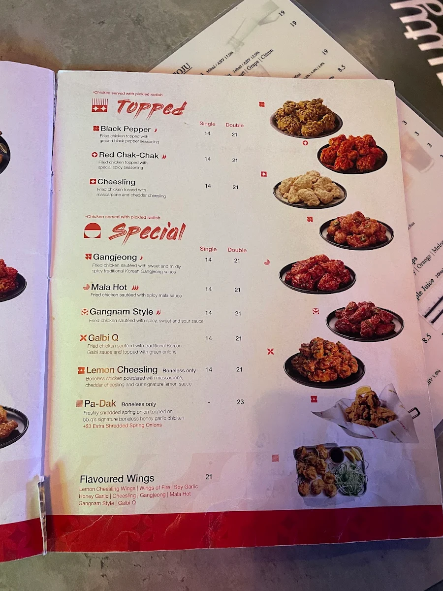 Menu, bbq Chicken Canmore