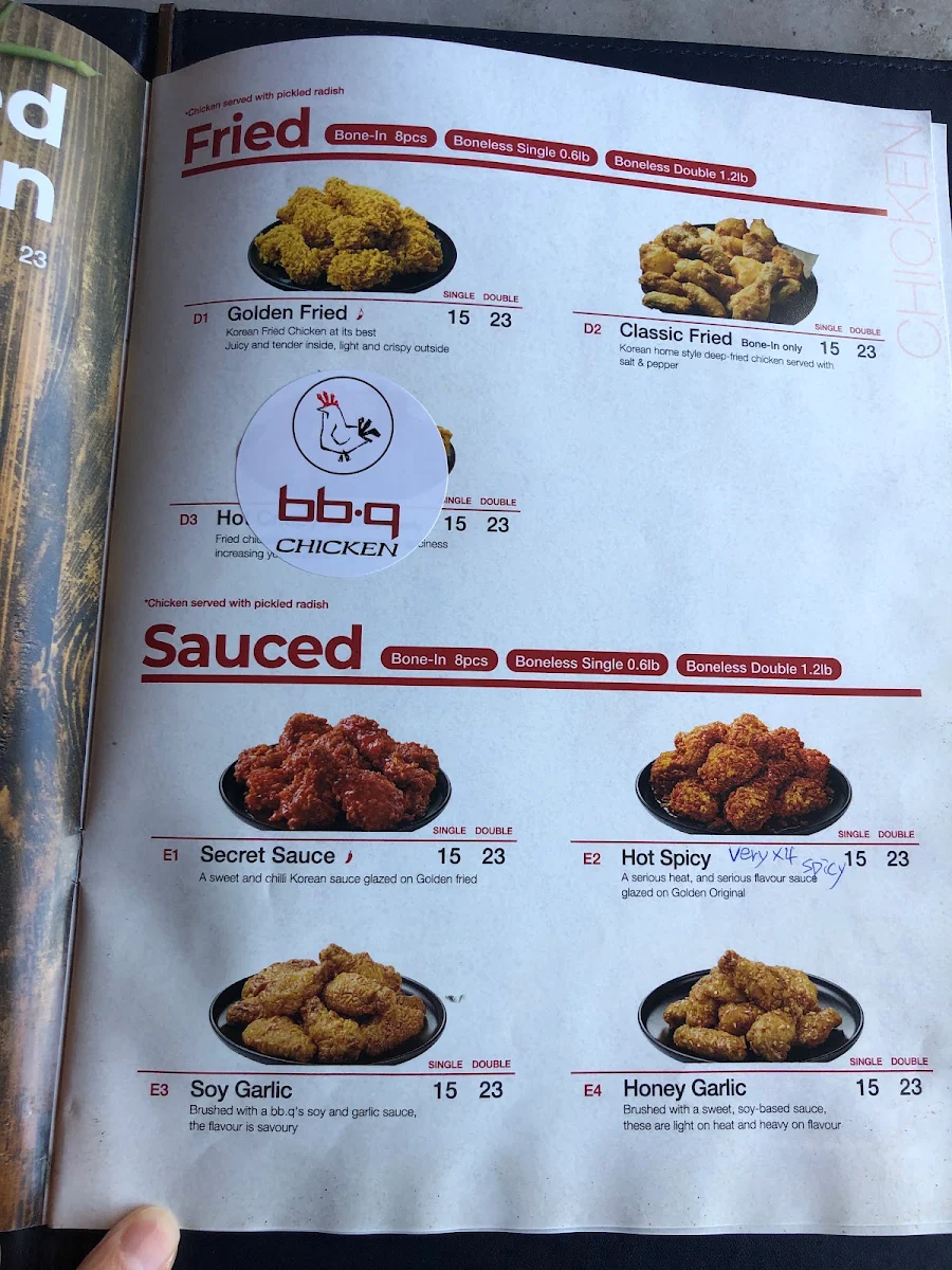 Menu, bbq Chicken Canmore