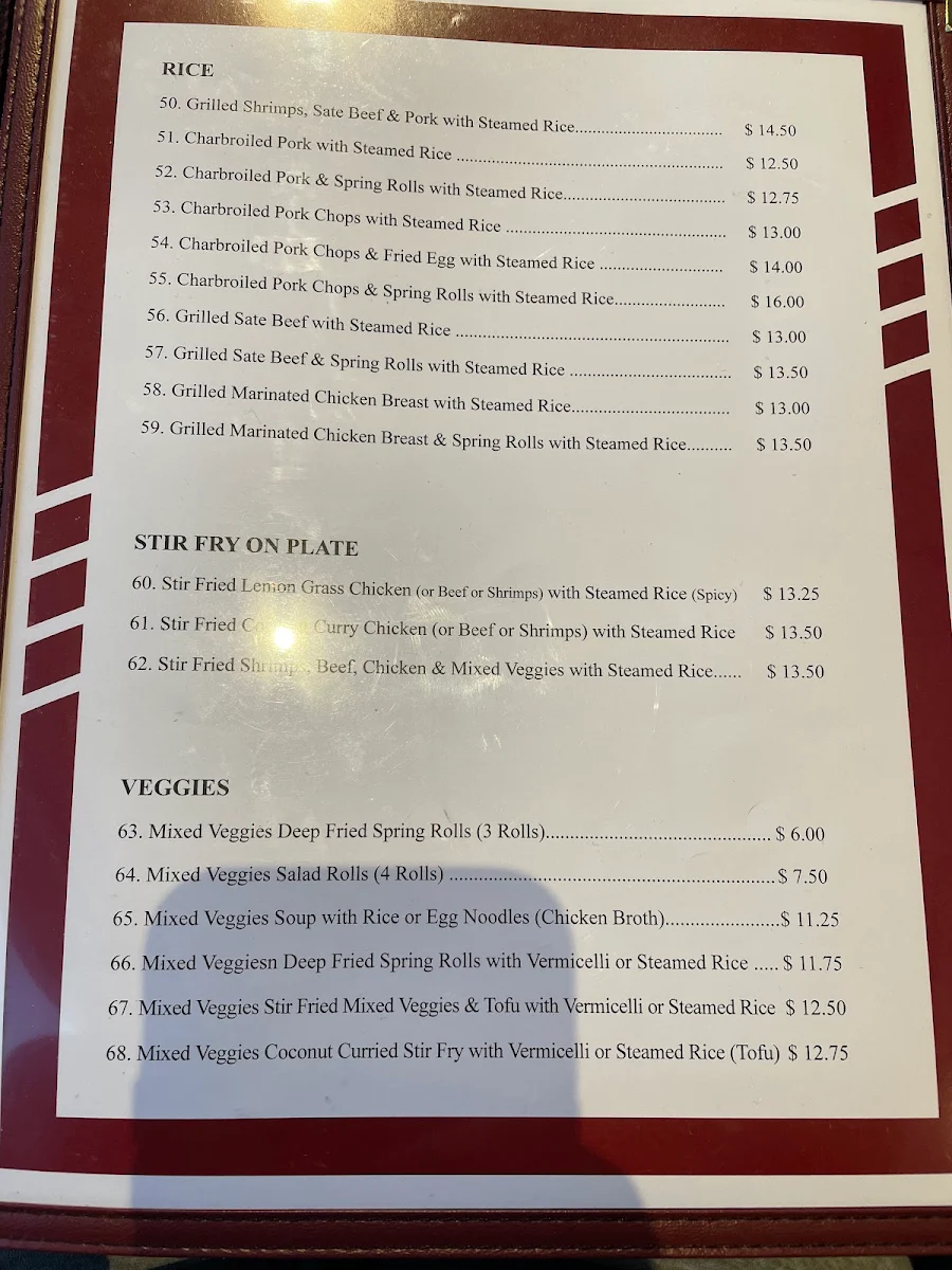 Menu, Thuy Tien Restaurant