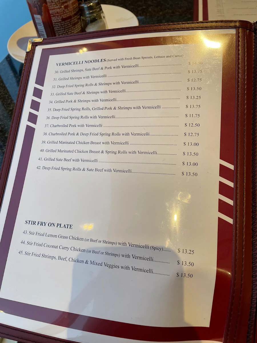 Menu, Thuy Tien Restaurant