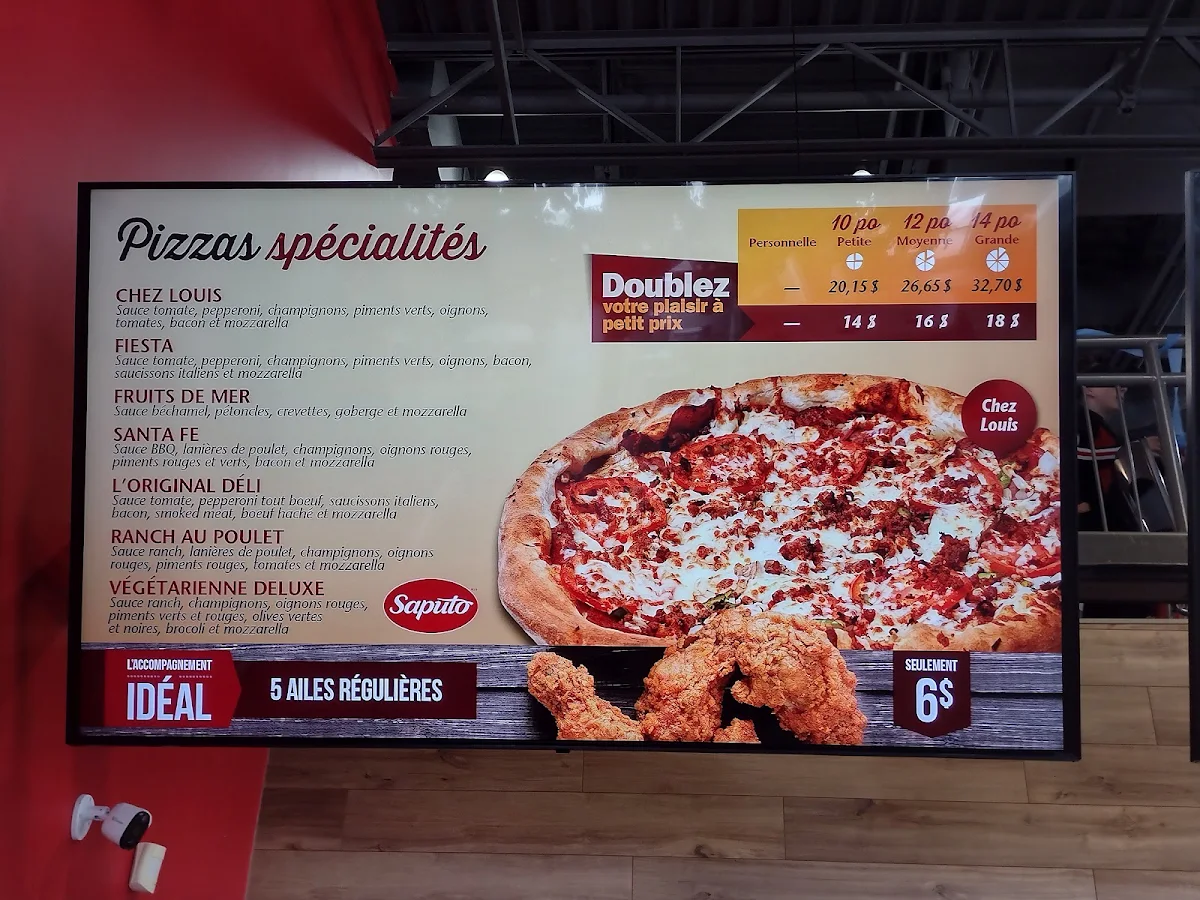 Menu, Chez Louis poulet et pizza