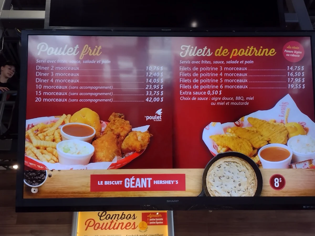 Menu, Chez Louis poulet et pizza