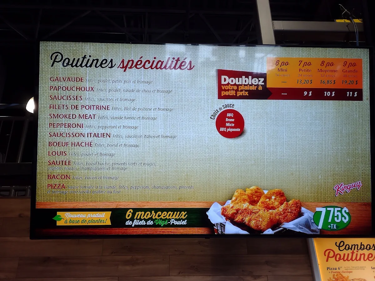 Menu, Chez Louis poulet et pizza