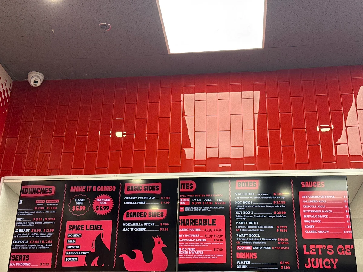 Menu, Juicy Birds Nashville Hot Chicken