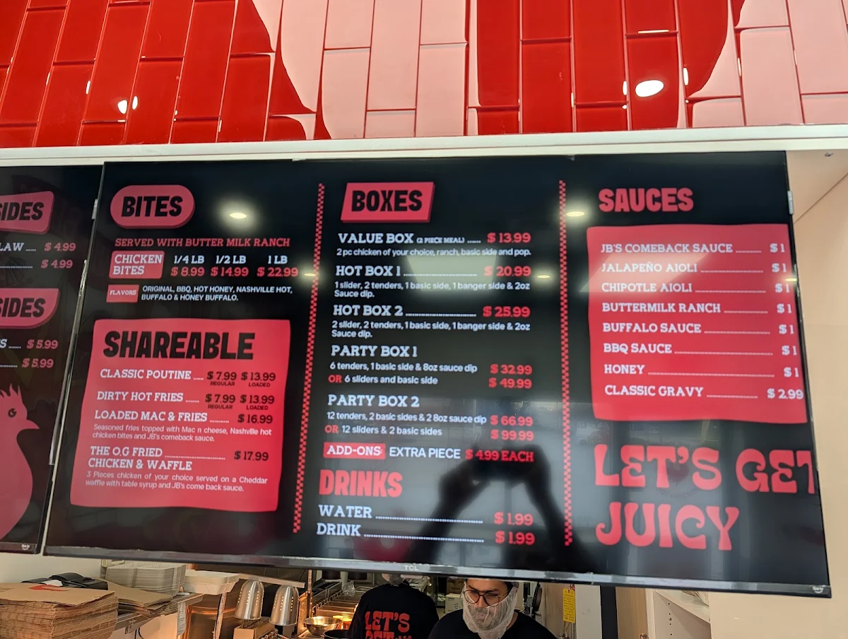 Menu, Juicy Birds Nashville Hot Chicken