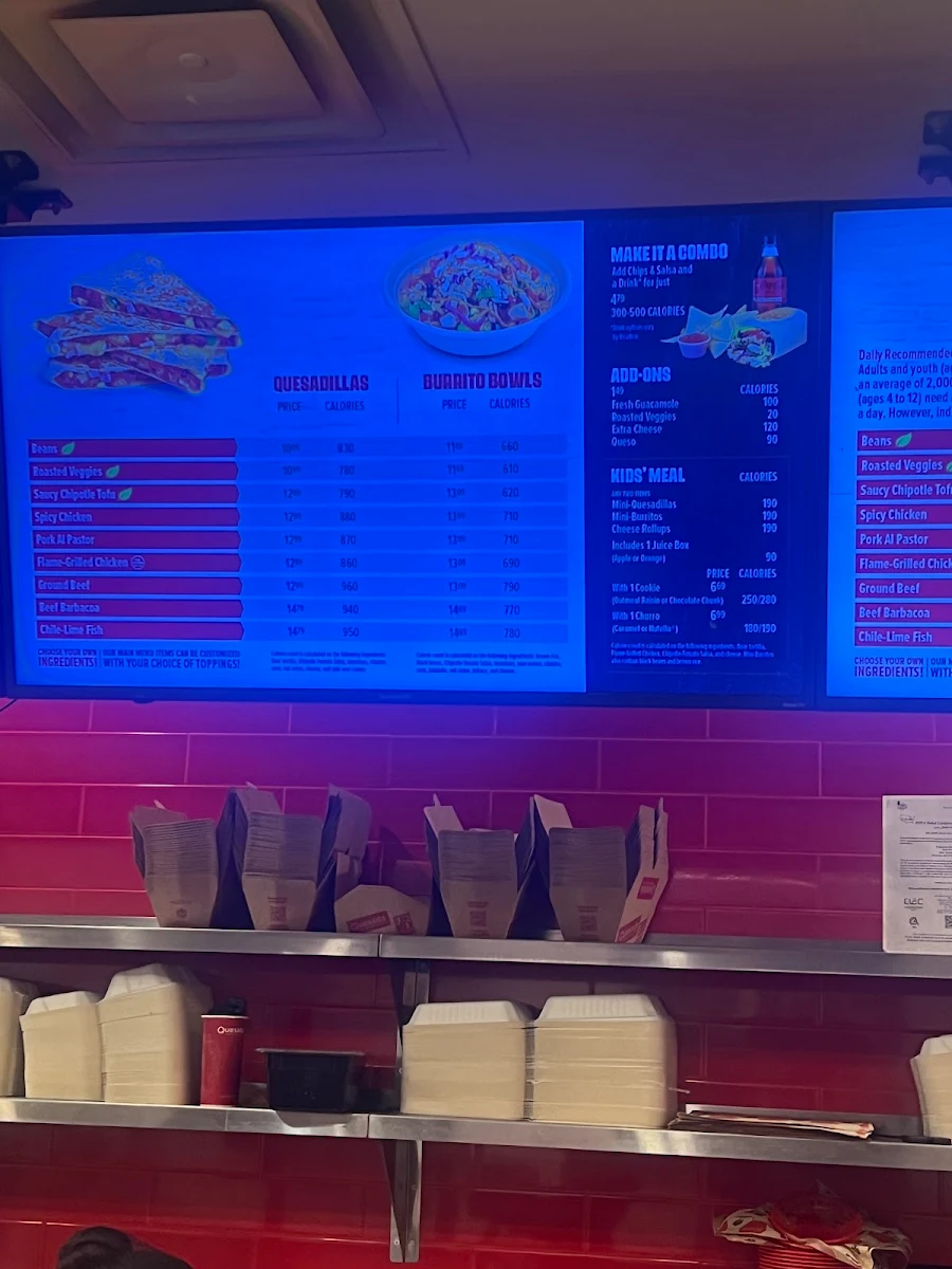 Menu, Quesada Burritos & Tacos