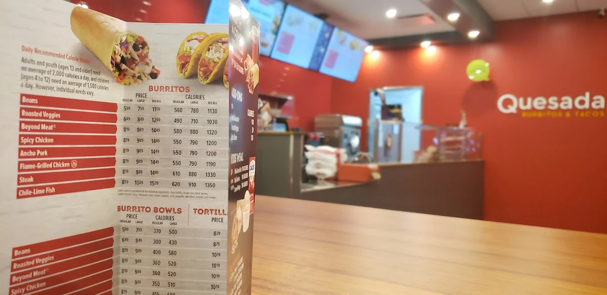 Menu, Quesada Burritos & Tacos