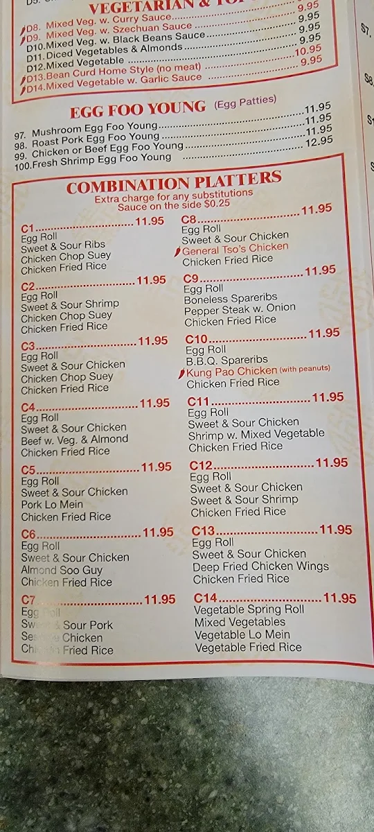 Menu, Empire Wok