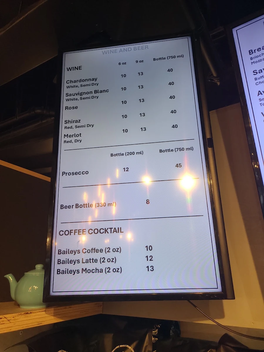 Menu, Cafe Delitzi
