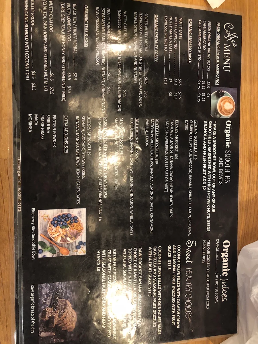 Menu, Cafe Delitzi