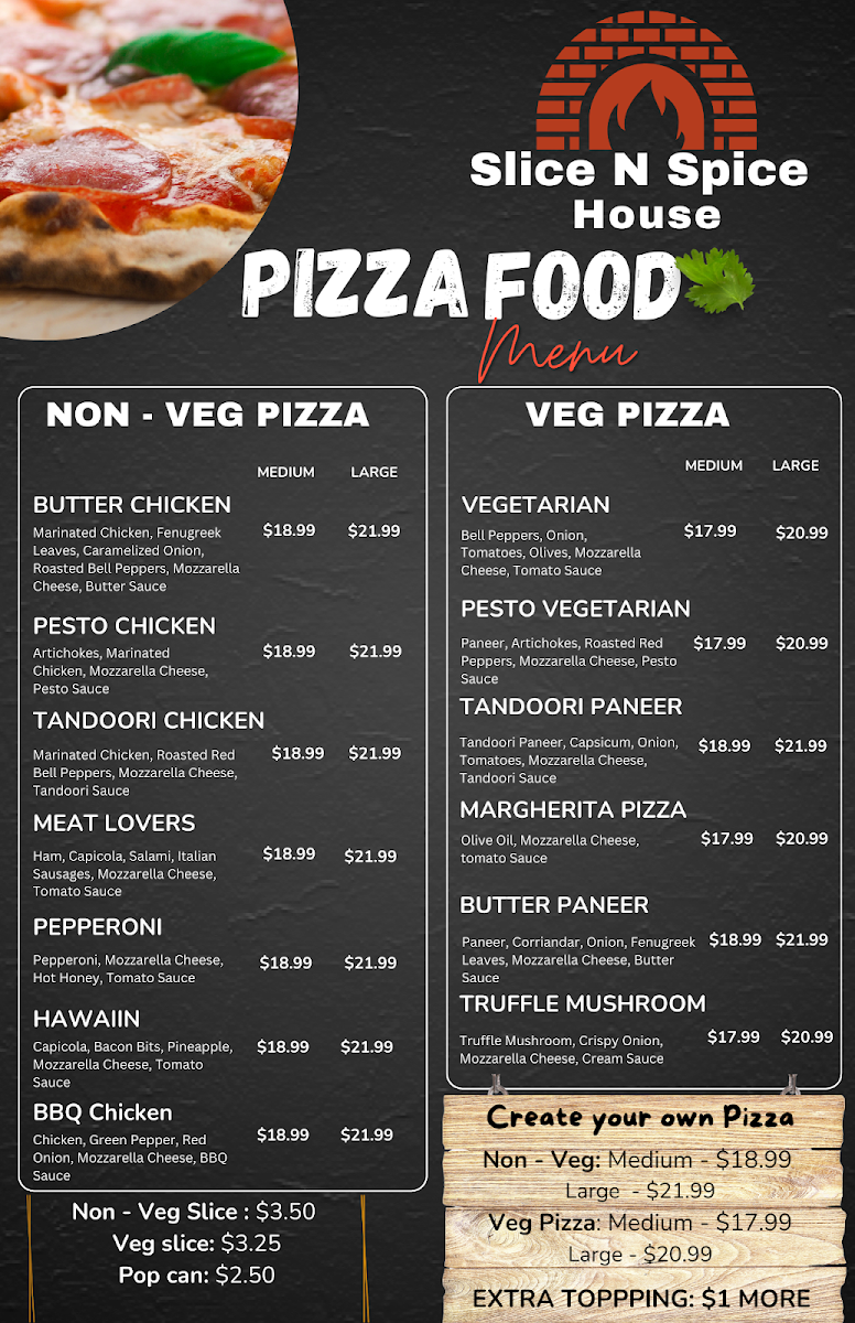 Menu, Slice N' Spice House
