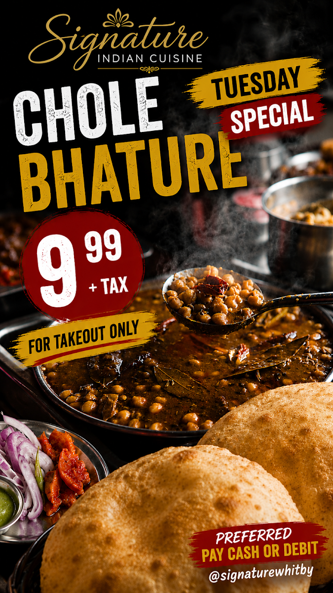 Menu, Chole Bhature Corner Whitby