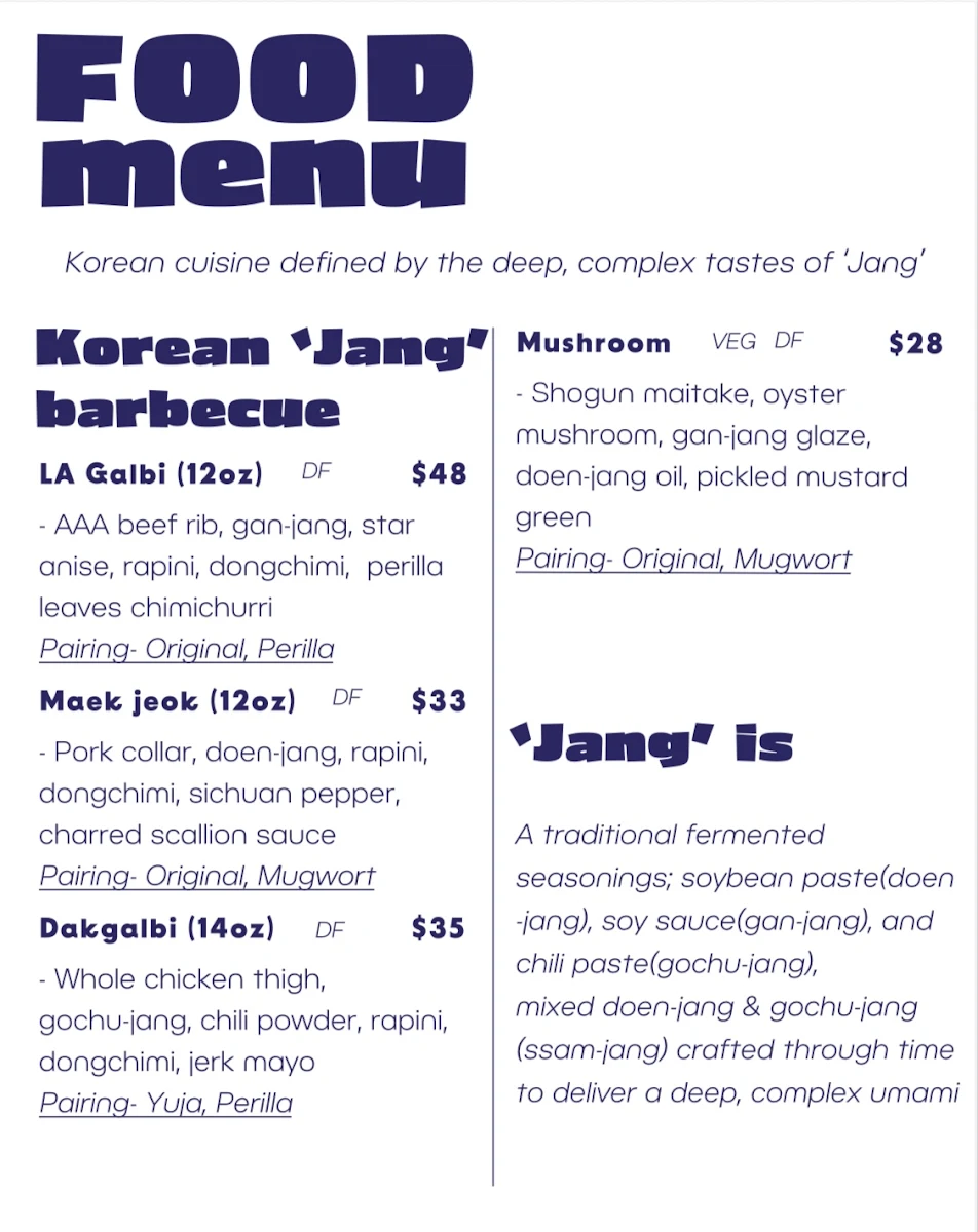 Menu, Gyopo Makgeolli Brewery 僑胞
