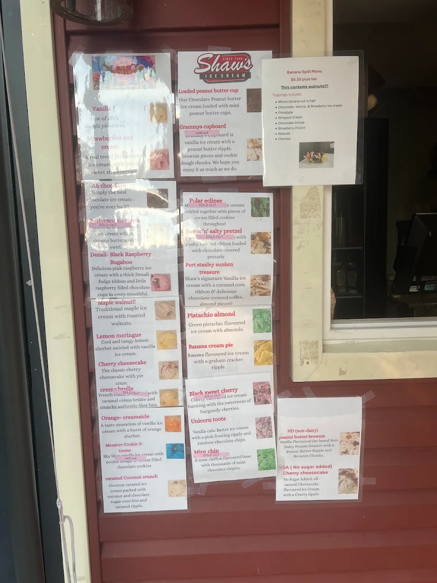 Menu, Three Seasons Ice Cream Parlour & Family Restaurant INC