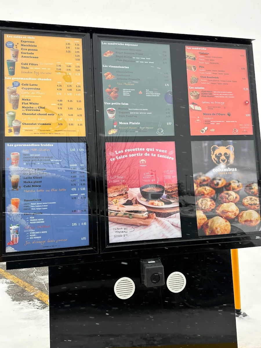Menu, Columbus Café