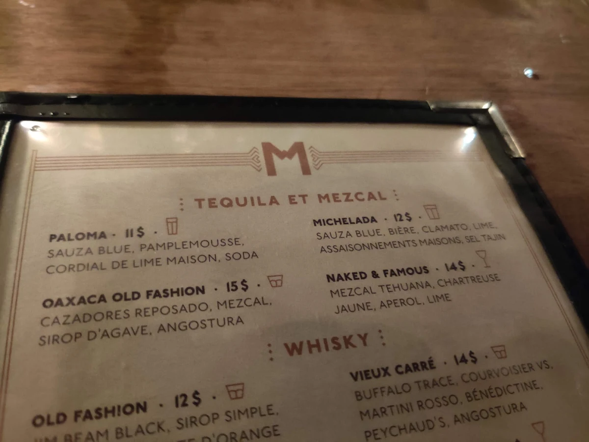 Menu, Taverne Midway