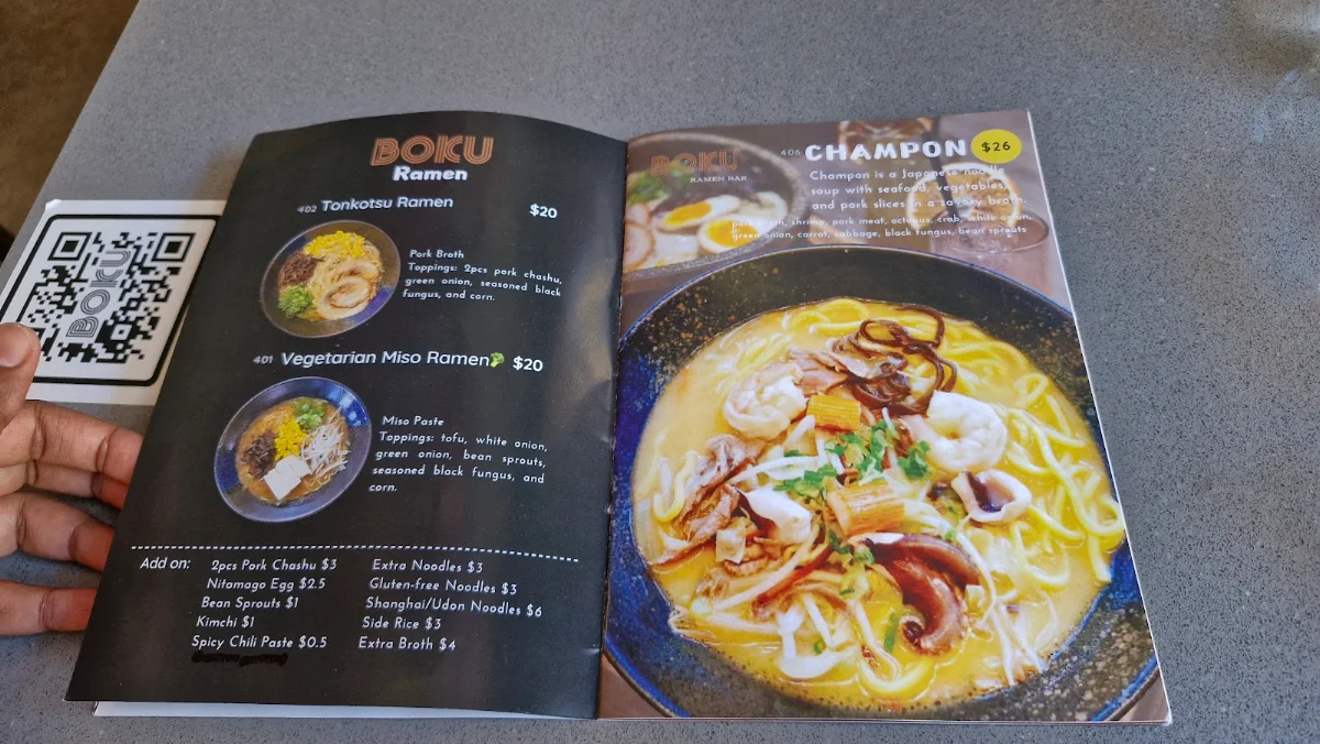 Menu, BOKU Japanese Eats + Drinks (Distillery District)