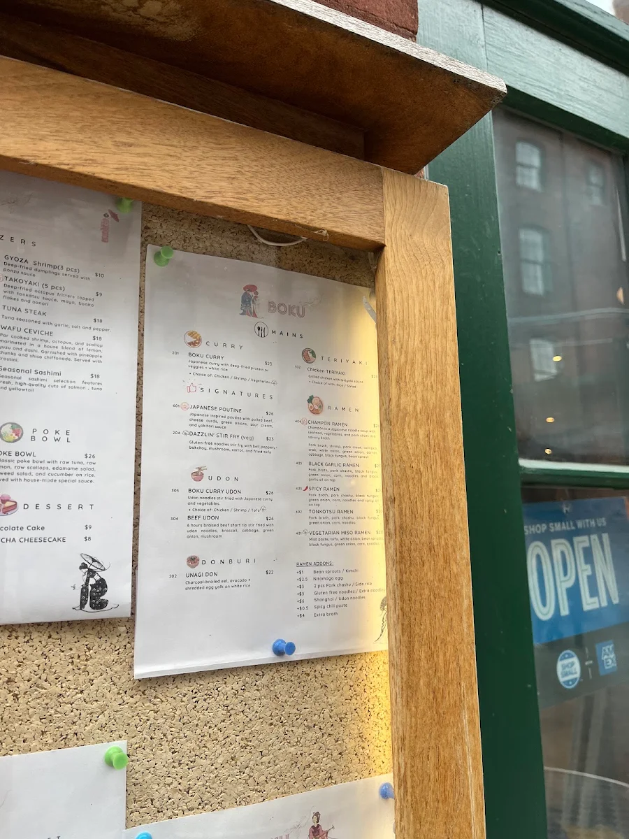 Menu, BOKU Japanese Eats + Drinks (Distillery District)