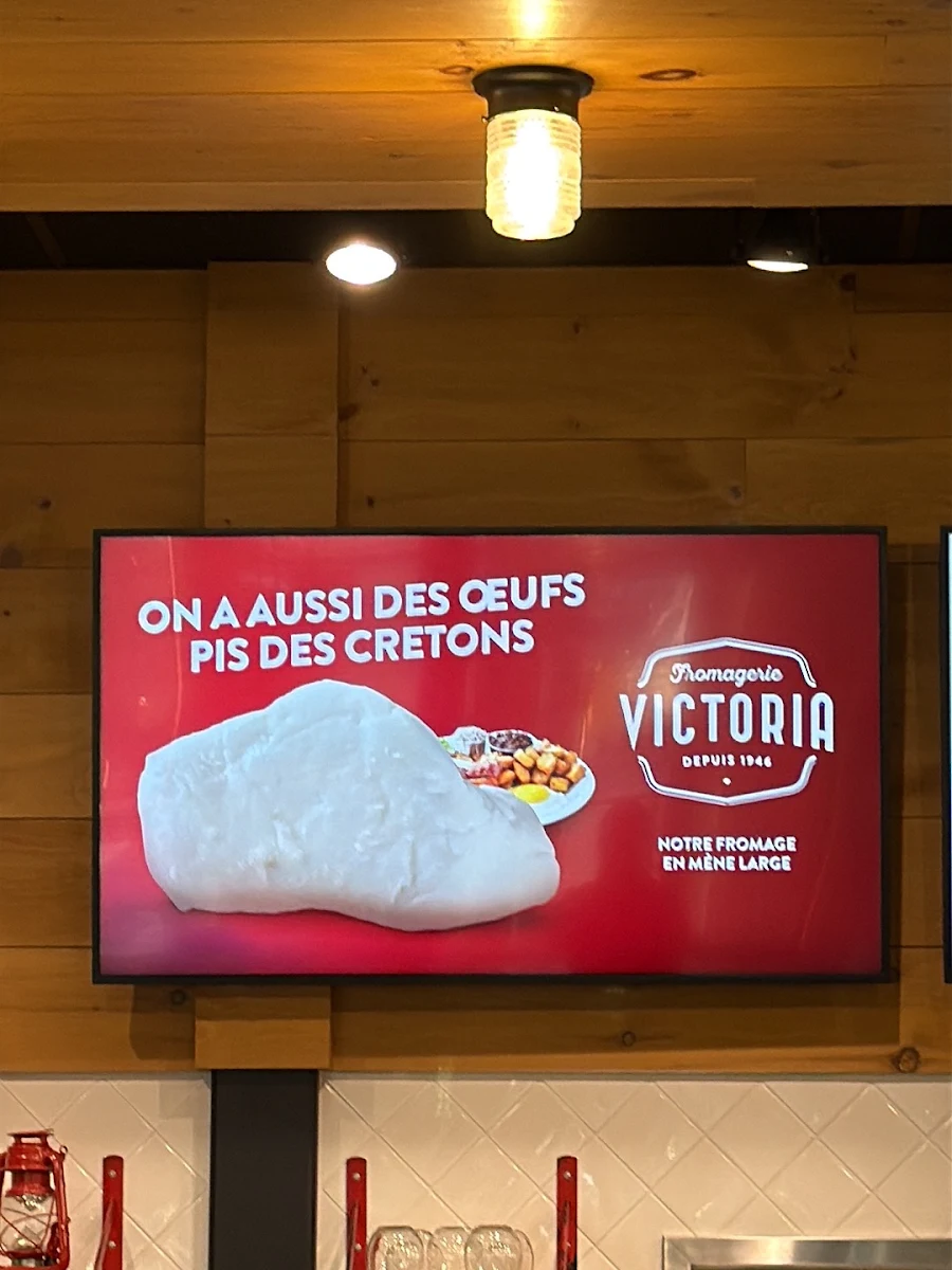 Menu, Fromagerie Victoria