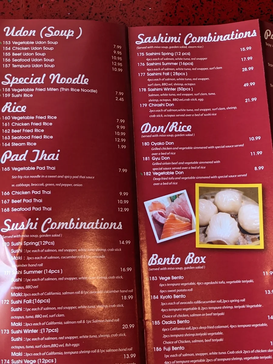 Menu, J C Sushi