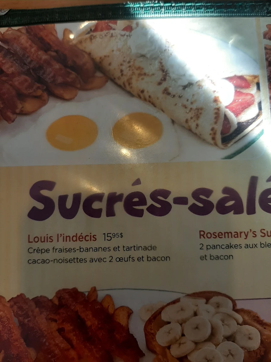 Menu, Cora Déjeuners et dîners