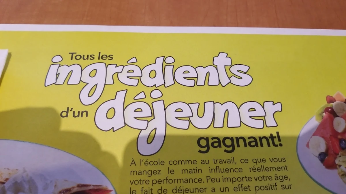 Menu, Cora Déjeuners et dîners