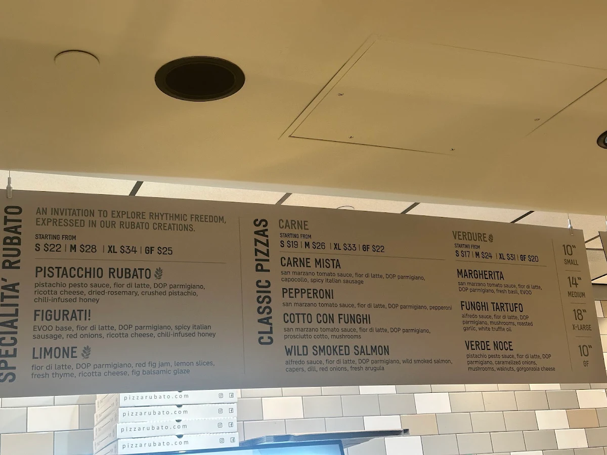 Menu, Pizza Rubato Napoletana