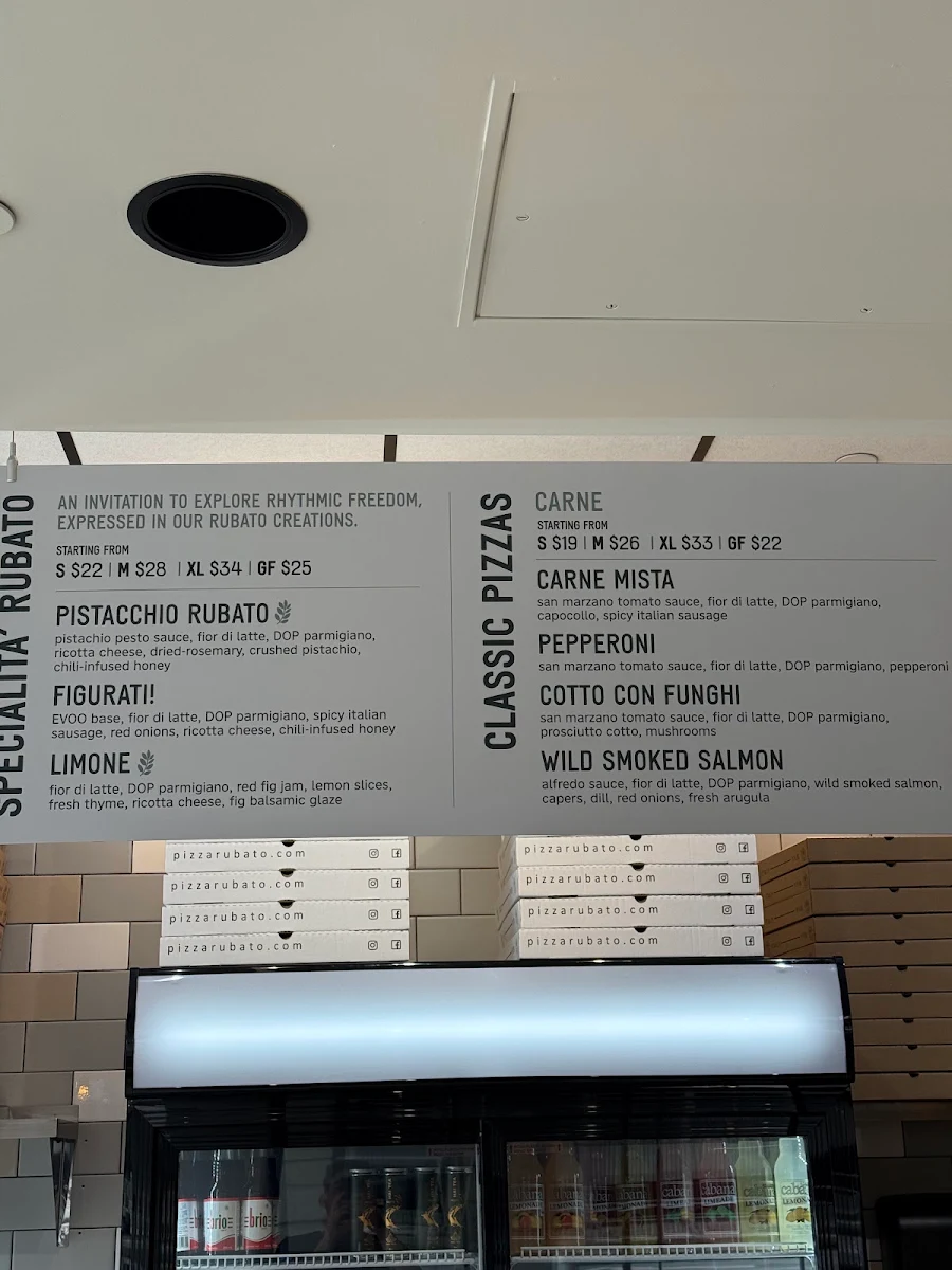 Menu, Pizza Rubato Napoletana